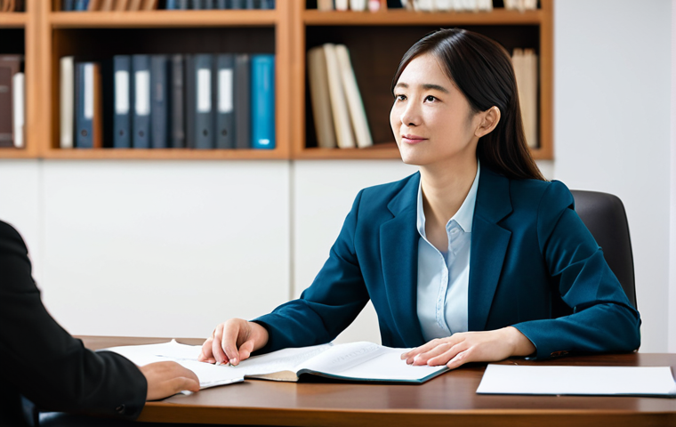 練習と共感のカウンセリングセッション**
A professional addiction counselor, an adult woman in her 30s, dressed in a modest business suit, seated at a polished wooden desk. She is engaged in a role-playing counseling session, displaying active listening with a calm and empathetic expression. Her hands are gently clasped on the desk, conveying a supportive presence. The background is a modern, softly lit counseling room with a blurred bookshelf. Professional photography, high-resolution, sharp focus, natural pose, perfect anatomy, correct proportions, well-formed hands, proper finger count, natural body proportions, fully clothed, modest clothing, appropriate attire, professional dress, safe for work, appropriate content, family-friendly.

**