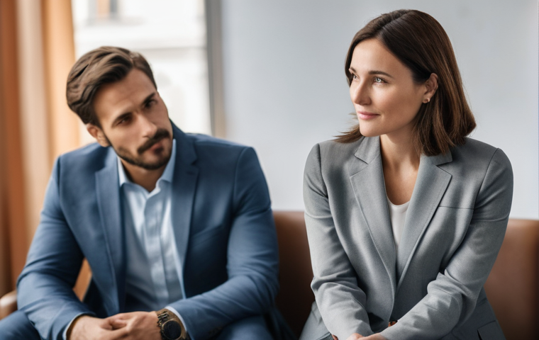 중독상담사 이력서와 자기소개서 작성법 - **Prompt:** A compassionate female addiction counselor, in her late 30s, dressed in a tasteful busin...