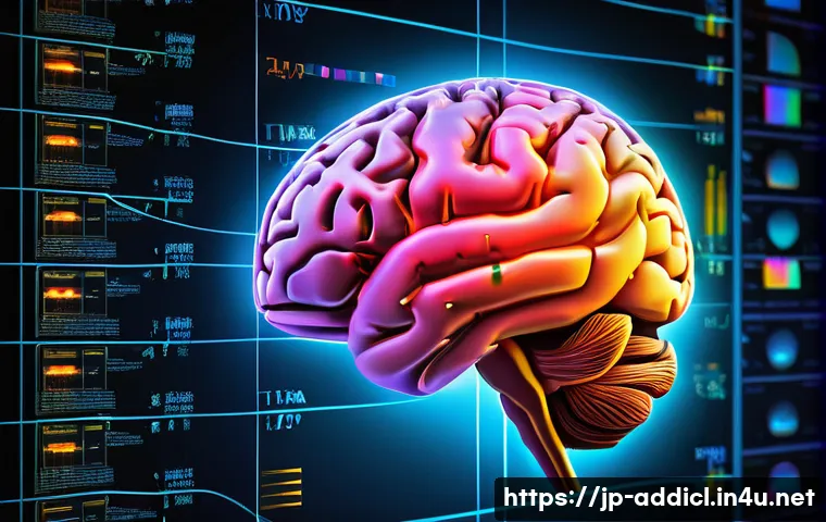 중독상담사가 학습해야 할 최신 연구 - A detailed scientific illustration of the human brain highlighting the mesolimbic dopamine pathway i...