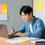 중독상담사 자격증 취득 준비 팁 - A modern Japanese study room scene focused on an efficient study plan for a certification exam. The ...