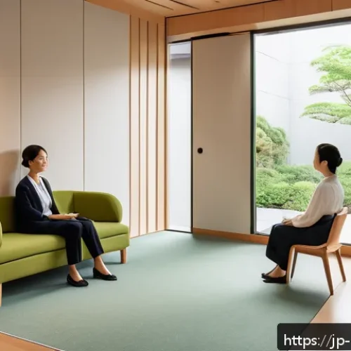 중독상담 실무 스킬 업그레이드 방법 - A serene counseling room scene featuring a compassionate counselor attentively listening to a client...